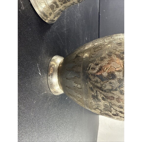 Vintage Z.Y. India Bell Candle Stick Holders (2) And Brass Bud Vase - Picture 7 of 11